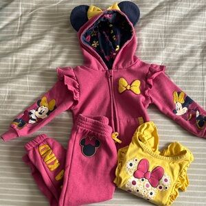 Pink and Yellow Minnie Mouse Hoodie Set